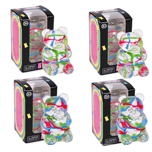 Ours scintillant peint à la main en sucre de malt, jouet anti-stress souple à récupération lente avec tourbillon doré, logo personnalisé, en silicone PU - Product Image 1