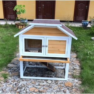 SDR032 New Arrival Wooden Pet House <b>Small</b> Animals Rabbits Luxury Print Pattern with Flower Stand Desgin - Product Image 6