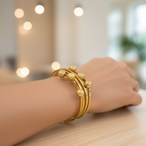 Gold Plated Stainless Steel Fashion Bangle For Women <b>Ball</b> Design Gift Jewelry - Product Image 2