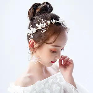 2024 Party Fashion Pearl Flower headband Brides Wedding hair accessories Kids Party headband Tiara Crystal Tiara Headband
