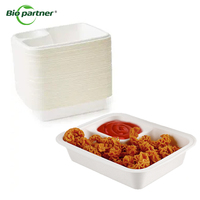 Porte-croustilles à nachos portable à 2 compartiments, plateaux à fromage, bagasse de canne à sucre, contenants à nachos de 12 oz pour soirée cinéma