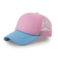 Gorra de béisbol de malla de 5 paneles en blanco para niños, con logo personalizado, MOQ bajo, gorra trucker común para niños
