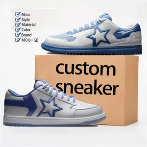 Sepatu Sneaker Logo pria desain kustom produsen Skateboard kosong sepatu Sneakers kasual potongan Tinggi Rendah kulit SB