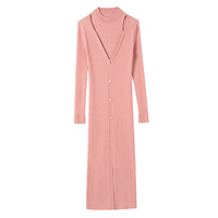 Échantillon disponible robe Midi à manches longues, douce et confortable, mode minimaliste, robe pour femmes
