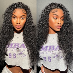 Perruque en dentelle frontale en cheveux humains brésiliens en gros, vague bouclée, cheveux vierges, perruque en dentelle double trame avec cheveux de bébé - Product Image 1