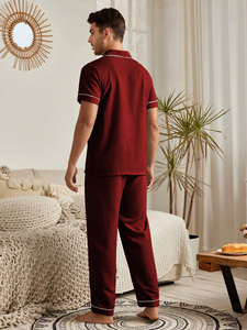Pigiama da Uomo con Colletto a Risvolto, Maniche Corte e Pantaloni, Set 2 Pezzi, Abbigliamento da Notte Leggero e Morbido per <span class=keywords><strong>l</strong></span>'Estate - Product Image 2