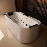 Baignoire autoportante moderne en acrylique personnalisable avec fonction cascade massante à 10 jets, robinet inclus, design européen moderne