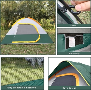 Tente <span class=keywords><strong>de</strong></span> <span class=keywords><strong>camping</strong></span> 2-4 personnes, 4 saisons, imperméable, coupe-vent, en nylon, avec bâche <span class=keywords><strong>de</strong></span> protection, installation facile - Dôme portable pour <span class=keywords><strong>le</strong></span> <span class=keywords><strong>camping</strong></span> - Product Image 2