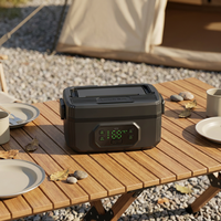 Boîte à lunch électrique portable rechargeable automatique, chauffe-plat sans fil avec chargement USB, réservoir en acier inoxydable 304 de 1,2 L, pour la maison et la voiture