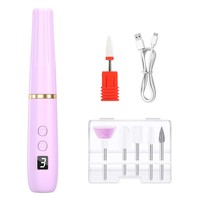Mini perceuse à ongles USB avec logo personnalisé, 18000 tr/min, avec jeu de forets, écran LCD, rechargeable, sans fil, petite et légère
