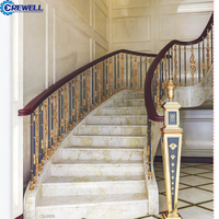 Système de garde-corps en aluminium inoxydable de conception moderne, balustrade en aluminium coulé plaqué or pour escalier