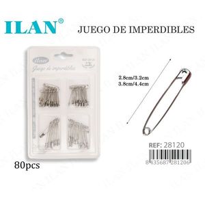 Set di spille di sicurezza Ilan 80 pezzi 2,8 cm 3,2 cm 3,8 cm 4,4 cm per cucito - Product Image 1