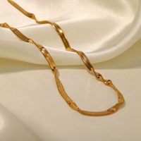 Parure de Bijoux Collier et Bracelet Chaîne Serpent Torsadée 3 mm en Acier Inoxydable Plaqué Or 18K Style Minimaliste pour Femme