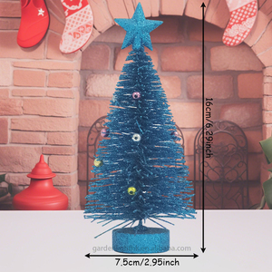 6.2 Inch Mini Blue <b>Artificial</b> Christmas <b>Tree</b> with Glitter Star & Colorful Balls Ornaments - Desktop Xmas Decor for Home Party - Product Image 5