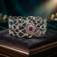 Bracelet manchette classique en argent sterling 925 avec zircon cubique, plaqué rhodium, cadeau unisexe pour mariage, fête ou anniversaire