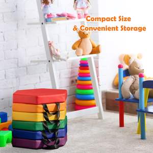 وسائد أرضية للأطفال من إيفريبريتي، 6 قطع، مقاس 15 بوصة، مصنوعة من الفوم السميك والناعم، مع مقابض، سهلة التنظيف، محمولة، مناسبة للجلوس في الفصول الدراسية ودور الحضانة ومرحلة ما قبل المدرسة - Product Image 5