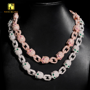 Collana Cubana Hip Hop con Teschio e Scheletro in Moissanite Colorata, Catena a Maglie Cubane Fantasia, Pronta Consegna, Supera il Test del Diamante - Product Image 5
