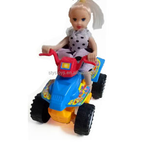 Jouet classique à cordon pour bébé fille, poupée moto, robe de poupée, couleur variable, cordon à tirer, 4 roues, jouet moto à roulettes - Product Image 3