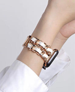 เหมาะสําหรับ iWatch <span class=keywords><strong>Apple</strong></span> <span class=keywords><strong>Watch</strong></span> รุ่นที่ 8 ใหม่หนังหอมขนาดเล็กแถวคู่โซ่ยีนส์สายโลหะ - Product Image 3