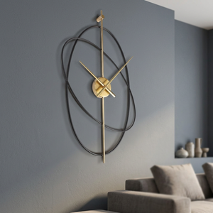 <b>Modern</b> Metal <b>Wall</b> <b>Clock</b> Geometric Design Quartz Analog Silent Living Room Decor Hanging <b>Clock</b> - Product Image 2