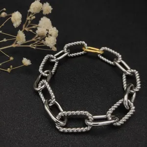 Pulsera de Cadena de Cuerda de Acero Inoxidable Chapada en Oro Personalizada, Pulsera Trenzada Geométrica Lista para Usar, Joyería Unisex, Pulsera de Moda - Product Image 5