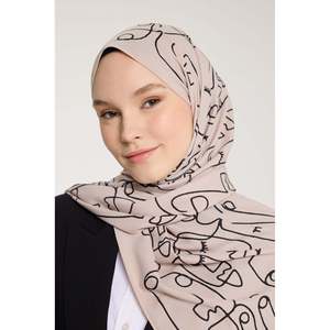 Lightweight Breathable Pure Tone Black Pashmina Scarf Long Cotton <b>Head</b> <b>Wrap</b> with Marginal Stone Pattern for Spring Season - Product Image 4