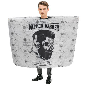 Delantal de poliéster con estampado de calavera para peluquería, capa de diseño para estilistas, suministros de salón, vestido de barbero - Product Image 3