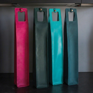 Porte-bouteille de vin portable, robuste, de luxe, en cuir véritable, avec bouton, classique, élégant, tendance, cadeau - Product Image 1