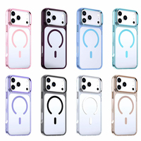Coque de téléphone magnétique transparente avec cadre coloré pour iPhone 17 18 ProMax 16 15, étuis de protection magnétiques transparents pour Samsung S26u