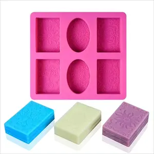 Прямоугольная силиконовая форма с 6 полостями для домашнего изготовления, набор для выпечки мыла и шоколада
