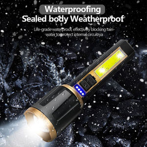 ไฟฉาย LED แบบสองแสง ชาร์จผ่าน USB ซูมได้ ไฟฉายยุทธวิธี พร้อมไฟสปอตไลท์ด้านหน้า ไฟ COB ด้านข้าง และไฟแสดงสถานะพลังงาน - Product Image 4