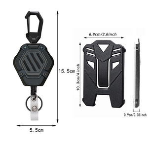 Cross-border black heavy-duty badge <b>holder</b>, scroll keychain, retractable name badge, vertical <b>ID</b> card protector, in stock. - Product Image 2