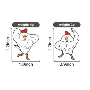 Al por mayor: Broches <span class=keywords><strong>de</strong></span> metal <span class=keywords><strong>de</strong></span> gallo musculoso <span class=keywords><strong>de</strong></span> dibujos animados, divertidos accesorios <span class=keywords><strong>de</strong></span> insignias <span class=keywords><strong>de</strong></span> pollo fitness, insignias tipo pin - Product Image 4
