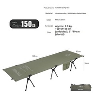Lit de camp pliant Mountainhiker, double usage (hauteur réglable), pour camping en extérieur et sieste, en tissu Oxford portable