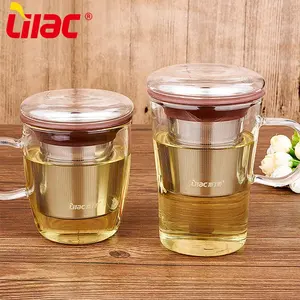 Chef's Unique Double Walled Glass Coffee Mugs 16 oz , Insulated Coffee Mugs  with Handle And Bamboo Lid , Clear Glass Cups for Coffee Tea , Clear