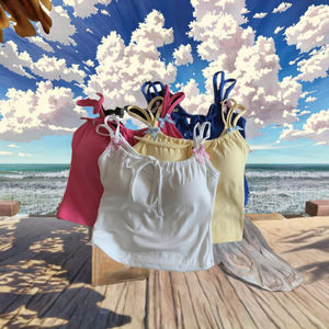 Top de Tirantes Dobles con Lazo, Estilo Chic Francés, Tejido de Algodón y Elastano, Camisola para Mujer - Product Image 3