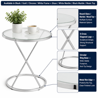 Table d'appoint ronde moderne avec cadre en métal doré et plateau en bois, marbre, bambou ou résine, table basse pour salon, OEM ODM