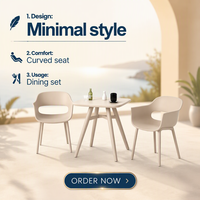 Ensemble de meubles d'extérieur en plastique personnalisé pas cher, 3 pièces, table et chaises pour hôtel, jardin, patio, balcon, café