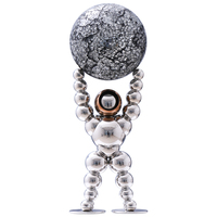 Trophée en métal poli plaqué argent de 31 cm, coupe de récompense, statue d'astronaute, cosmonaute, homme de l'espace, sculpture, ornement, figurine