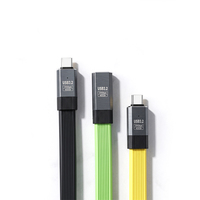 Kabel USB C Silikon Datar Pendek Portabel USB3.2 Gen2 20Gbps Sinkronisasi Data Kecepatan Tinggi Kabel Tipe C 3 Warna
