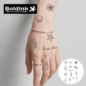 Autocollant de <span class=keywords><strong>tatouage</strong></span> semi-permanent Boldink personnalisé, réaliste, motif hippocampe, requin, <span class=keywords><strong>tortue</strong></span>, résistant à l'eau, longue durée (2 semaines) - Product Image 3
