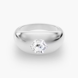 Anillo DOM BAND RING de Oro Blanco de 18K con Diamante Clásico Certificado por IGI para Compromiso y Boda - Product Image 3