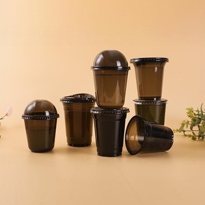 Custom Logo PET Material 16 oz Lidded Disposable <b>Cold</b> Drink <b>Cup</b> Black Disposable <b>Cold</b> Drink <b>Cup</b> - Product Image 1