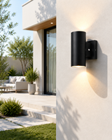 Lampe murale LED extérieure en aluminium moulé sous pression IP65 avec bouton-poussoir, certifiée ETL CETL, verre trempé pour villa, directement de l'usine de Zhongshan