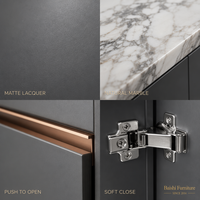 Meubles de cuisine modulaires modernes - Design en bois écologique ignifuge, options de finition en stratifié/verre/acrylique, charnières et robinets en MDF
