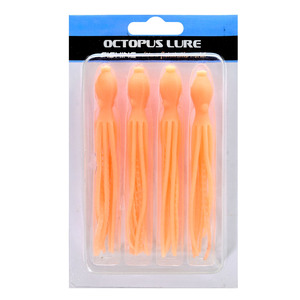 Afishlure Leuchtender Künstlicher Oktopus-Weichköder UV-Angelköder 115mm/4,4g/4 Stück/Beutel Leuchtende Plastik-Tintenfischköder für Meeresfischerei - Product Image 6