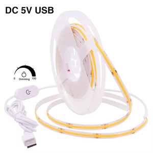 Thay Đổi Độ Sáng COB Dải Ánh Sáng Chuỗi 320 Đèn <span class=keywords><strong>LED</strong></span>/M Mật Độ Cao Linh Hoạt <span class=keywords><strong>LED</strong></span> Băng Trắng Ấm Trắng USB DC 5V Ra80 COB <span class=keywords><strong>LED</strong></span> Ánh Sáng Pcb - Product Image 2