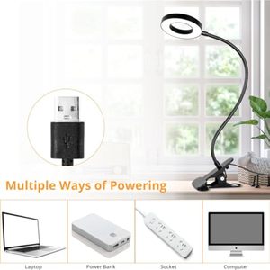 Lámpara <span class=keywords><strong>de</strong></span> Escritorio con Clip, Alimentación USB, LED Ra80 <span class=keywords><strong>para</strong></span> Lectura, Hogar y Oficina, 10 Niveles <span class=keywords><strong>de</strong></span> Brillo Ajustables, 3 Modos, Luz con Clip <span class=keywords><strong>para</strong></span> Cabecera <span class=keywords><strong>de</strong></span> Cama - Product Image 5