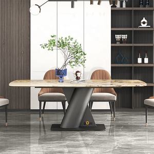 Bàn ăn hiện đại cho 20 chỗ ngồi trong nhà bàn ăn thiết lập với đá cẩm thạch đầu 6 chỗ ngồi bàn ăn của 7 mảnh thiết kế nhiệt đới - Product Image 2