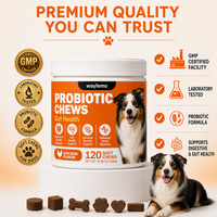 Waylemo Probiotiques à Mâcher pour Chiens et Chats : Apaise les Maux d'Estomac, Soutient la Digestion, Équilibre la Flore Intestinale, Renforce l'Immunité – Soin Complet pour Animaux de Compagnie (Lot Économique)